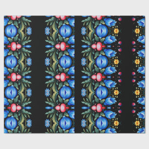 Floral Folk Art Modern Wrapping Paper