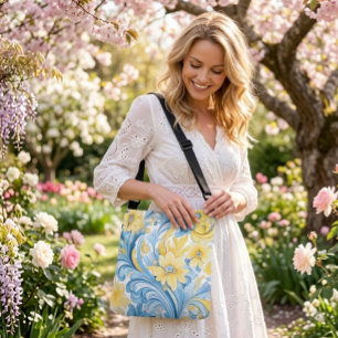 Floral folk art pattern crossbody bag
