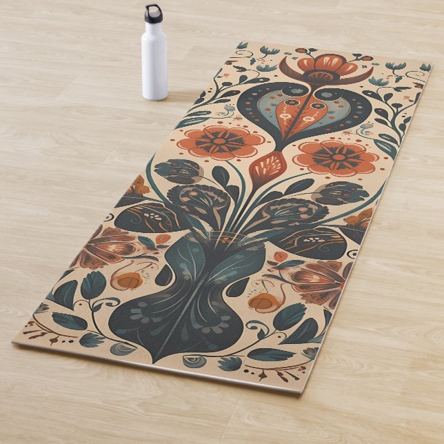 Floral Folk Art Yoga Mat (In Situ)