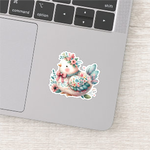 Floral Folk Bird with Pastel Boho Charm