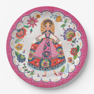 Floral Folk Garden Birthday Party Paper Plates