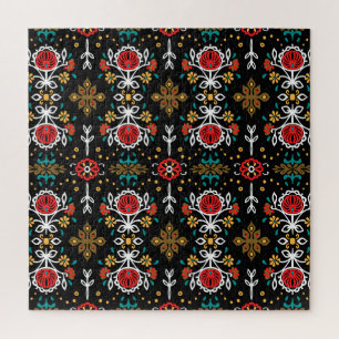 Floral folk pattern: Indian embroidery. Jigsaw Puzzle