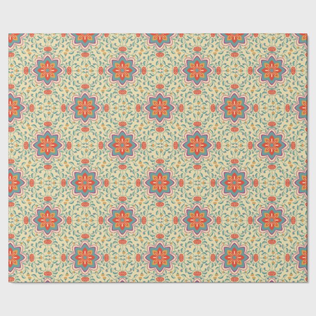 Floral Folk pattern Wrapping Paper (Seam)
