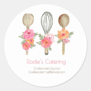 Floral food business catering product sticker