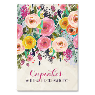 Floral Food Tent Cards
