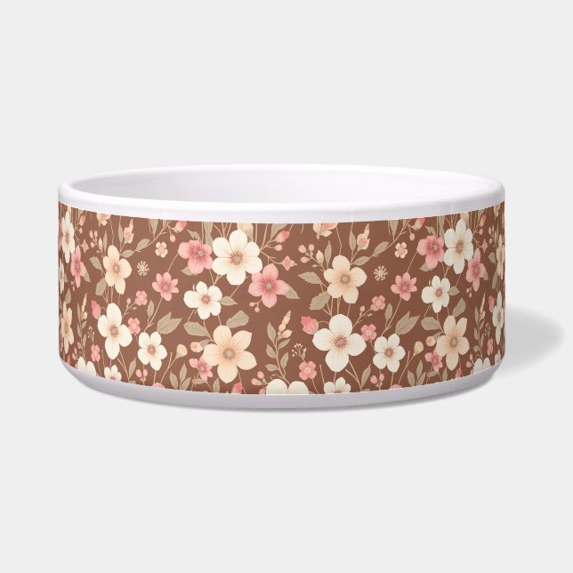 Floral Food/Water pet bowl  (Front)