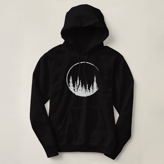 Floral Forest Circle Tree Loving Forest Tree Hoodie (Design Front)