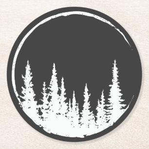 Floral Forest Circle Tree Loving Forest Tree T-Shi Round Paper Coaster