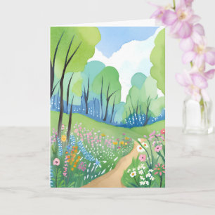 Floral Forest   Nature Watercolor Wildflowers Card