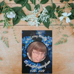 Floral Forget Me Not Patch Five Photo Memorial  Tri-Fold Announcement