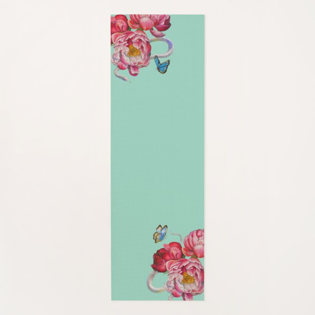Floral Fortune Yoga Mat – Peony & Serpent Harmony (Front)