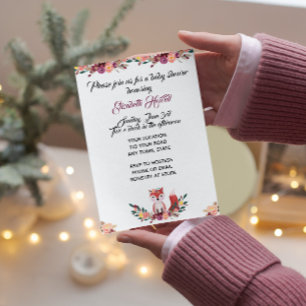 Floral Fox Baby Shower Invitation