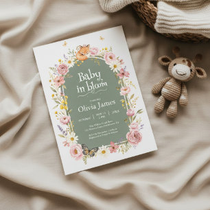 Floral Fox Baby Shower Woodland Sage Invite