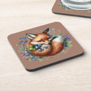 Floral Fox Botanical Woodland Art Coaster