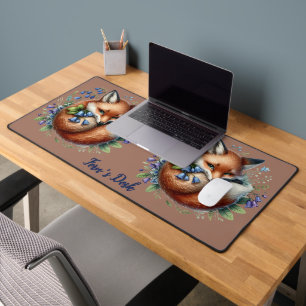 Floral Fox Botanical Woodland Art Desk Mat