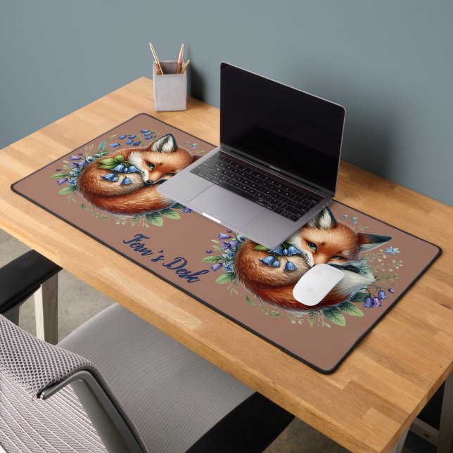 Floral Fox Botanical Woodland Art Desk Mat (Office 2)