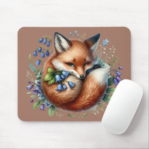 Floral Fox Botanical Woodland Art Mouse Pad
