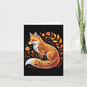 Floral Fox Flowers Art Fox In Autumn - Fall Fox  Card