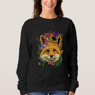 Floral Fox Flowers Gardening Botanical Plant Fox Sweatshirt
