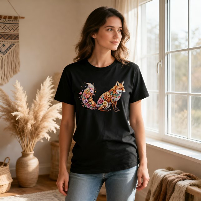 Floral Fox Shirt Colourful Boho Animal Tee (Creator Uploaded)