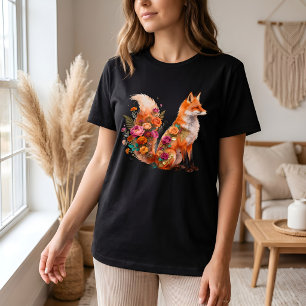 Floral Fox Shirt Colourful Boho Animal Tee