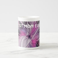 Floral Fractal Abstract Flower Pink Grey Best Mum