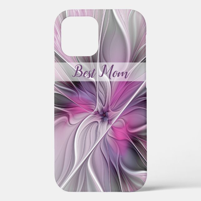 Floral Fractal Abstract Flower Pink Grey Best Mum Case-Mate iPhone Case (Back)