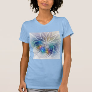 Floral Fractal Art, Colourful Abstract Flower T-Shirt