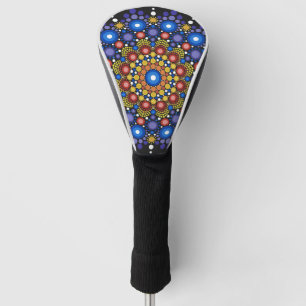 Floral Fractal Art Dotted Retro Mandala Golf Head Cover