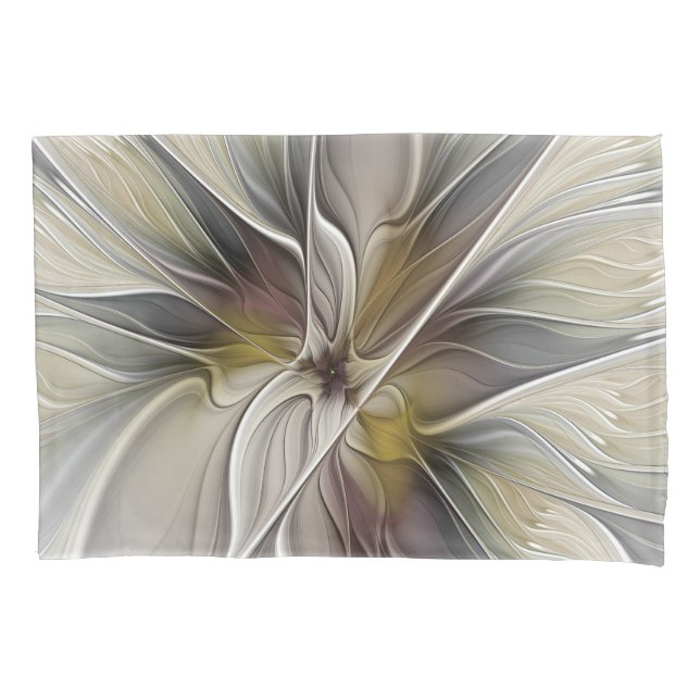 Floral Fractal, Fantasy Flower with Earth Colors Pillowcase (Front)