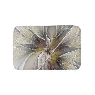 Floral Fractal, Fantasy Flower with Earth Colours Bath Mat
