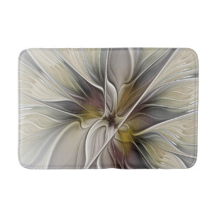 Floral Fractal, Fantasy Flower with Earth Colours Bath Mat