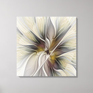 Floral Fractal, Fantasy Flower with Earth Colours Canvas Print
