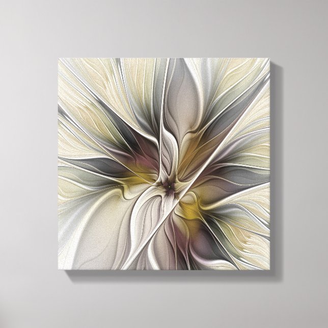 Floral Fractal, Fantasy Flower with Earth Colours Canvas Print (Front)