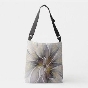 Floral Fractal, Fantasy Flower with Earth Colours Crossbody Bag