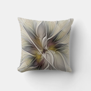 Floral Fractal, Fantasy Flower with Earth Colours Cushion