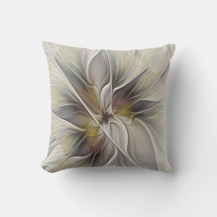 Floral Fractal, Fantasy Flower with Earth Colours Cushion