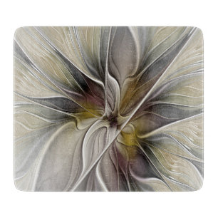 Floral Fractal, Fantasy Flower with Earth Colours Cutting Board