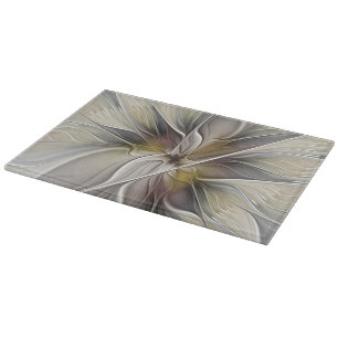 Floral Fractal, Fantasy Flower with Earth Colours Cutting Board