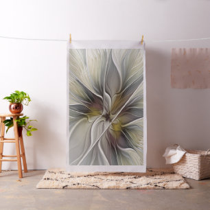 Floral Fractal, Fantasy Flower with Earth Colours Fabric