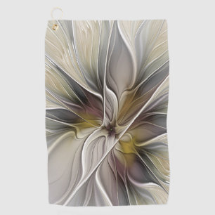 Floral Fractal, Fantasy Flower with Earth Colours Golf Towel