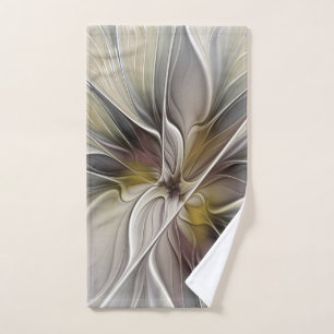 Floral Fractal, Fantasy Flower with Earth Colours Hand Towel