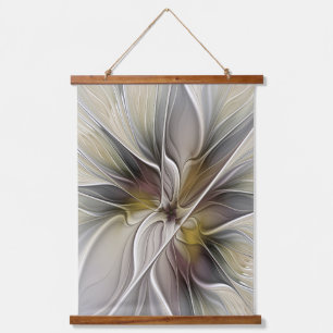Floral Fractal, Fantasy Flower with Earth Colours Hanging Tapestry