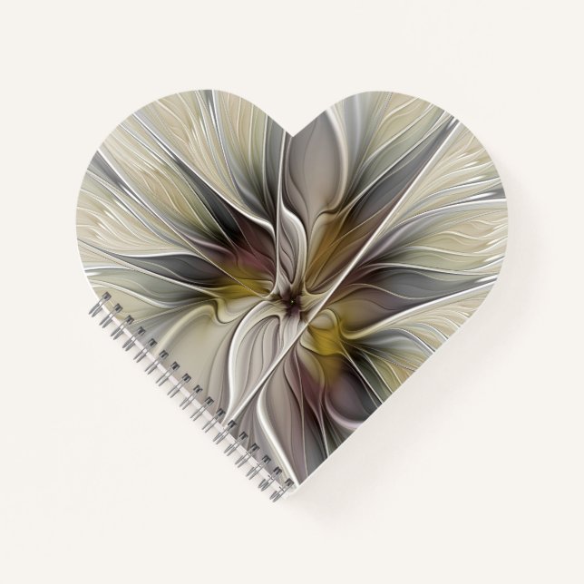 Floral Fractal, Fantasy Flower with Earth Colours Notebook (Front)