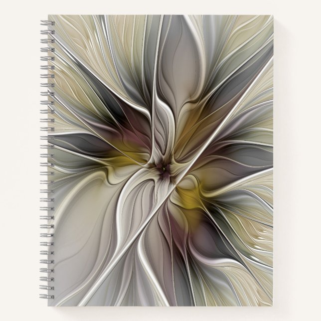 Floral Fractal, Fantasy Flower with Earth Colours Notebook (Front)