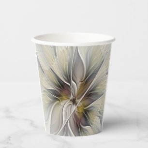 Floral Fractal, Fantasy Flower with Earth Colours Paper Cups