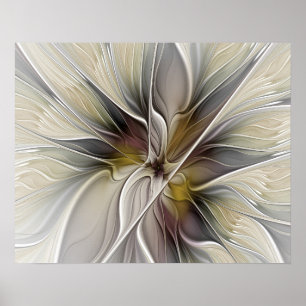 Floral Fractal, Fantasy Flower with Earth Colours Poster