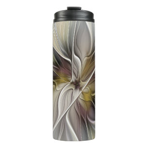 Floral Fractal, Fantasy Flower with Earth Colours Thermal Tumbler