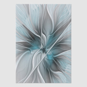 Floral Fractal Modern Abstract Flower Blue Gray Tissue Paper