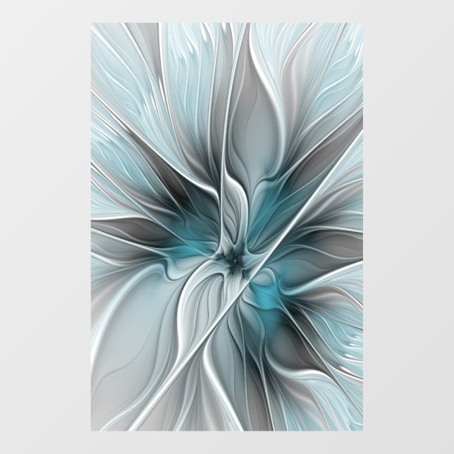 Floral Fractal Modern Abstract Flower Blue Grey (Sheet)